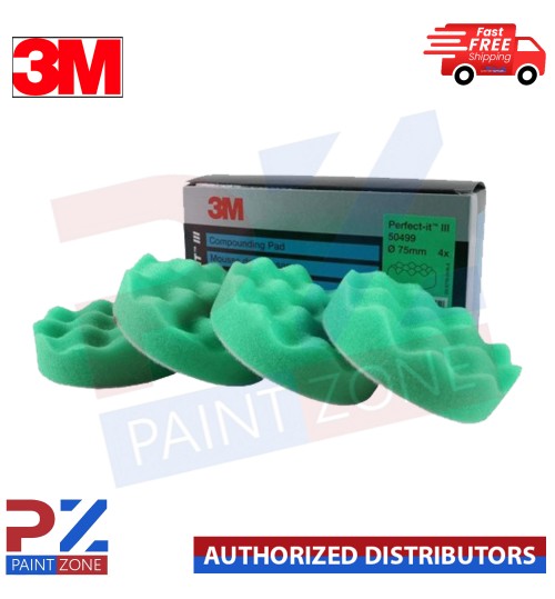 3M™ Perfect-It™ 50499 Foam Compounding Pad, Green, Convoluted, 75 mm, Box of 4